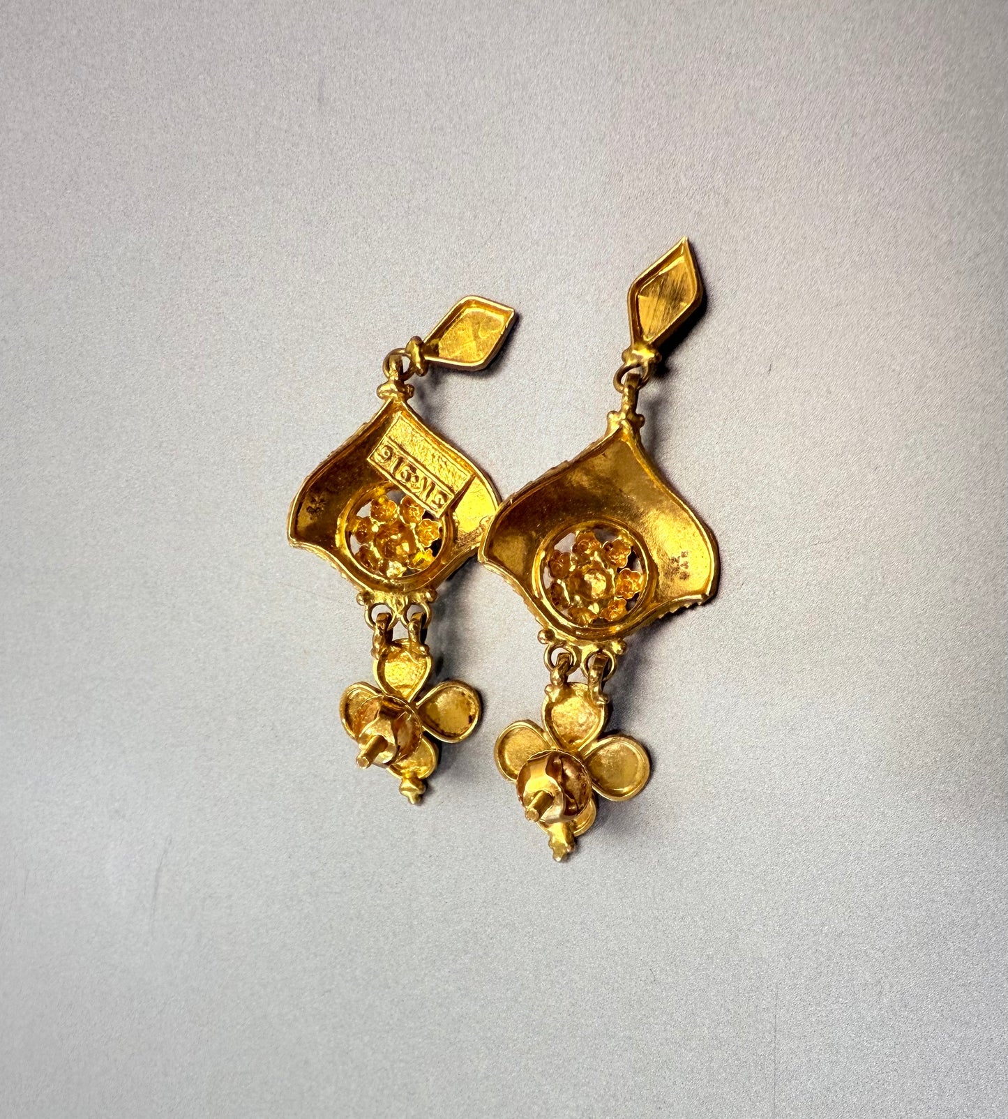 Handmade 22K Gold Earrings | 916 Stamped & Appraised | 7.4g | Bridal Jewelry