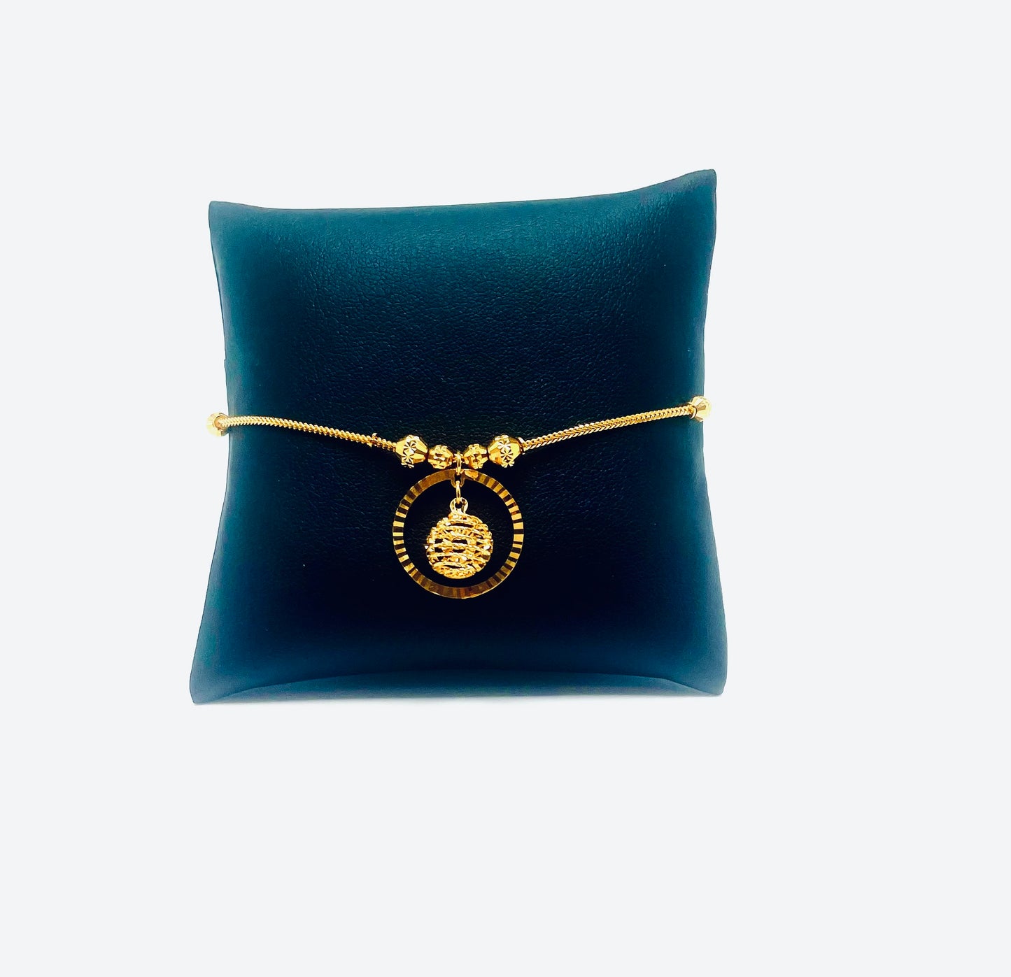 22K Yellow Gold Shining Circle Anklet/Bracelet
