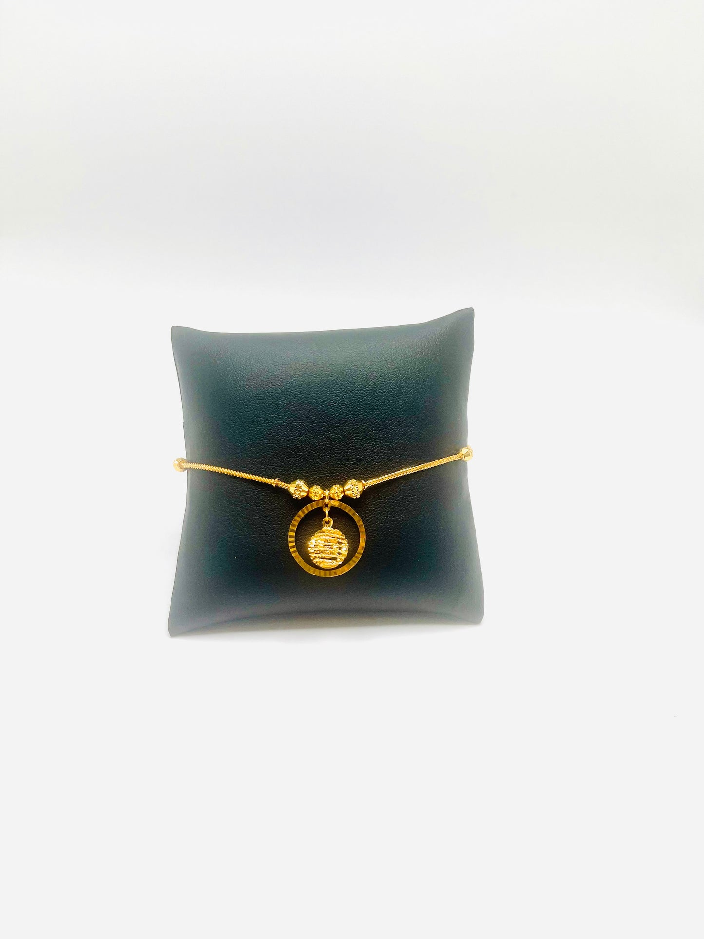 22K Yellow Gold Shining Circle Anklet/Bracelet