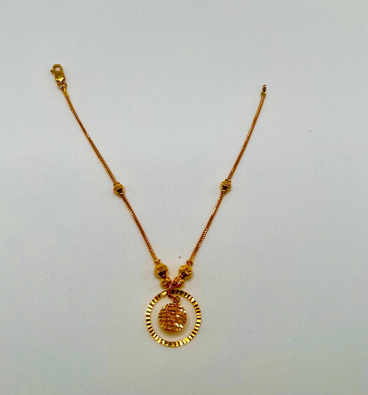 22K Yellow Gold Shining Circle Anklet/Bracelet