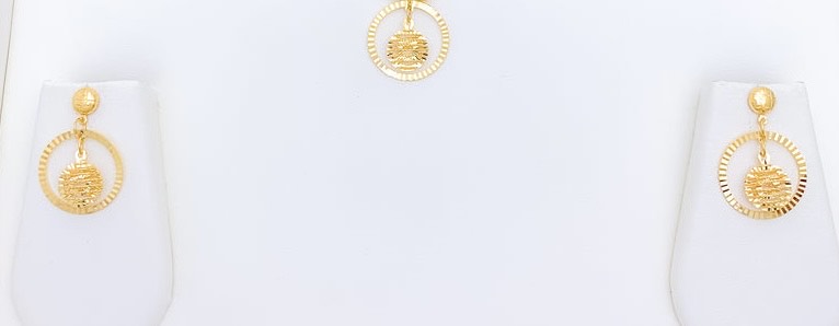 22K Yellow Gold Shining Circle Earrings – Lightweight & Elegant