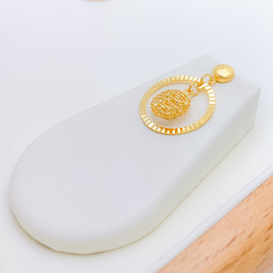 22K Yellow Gold Shining Circle Earrings – Lightweight & Elegant