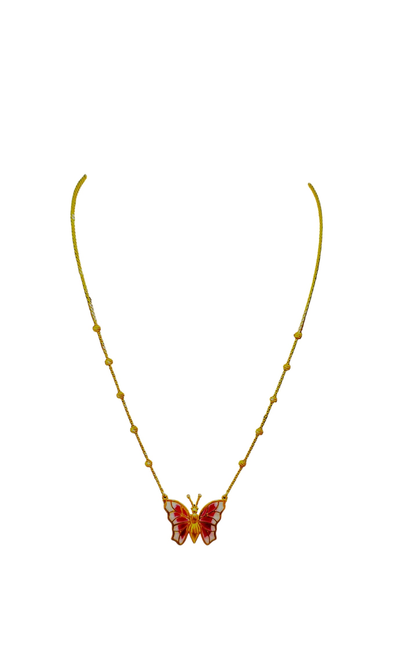 21K Gold Butterfly Necklace – 18.8"