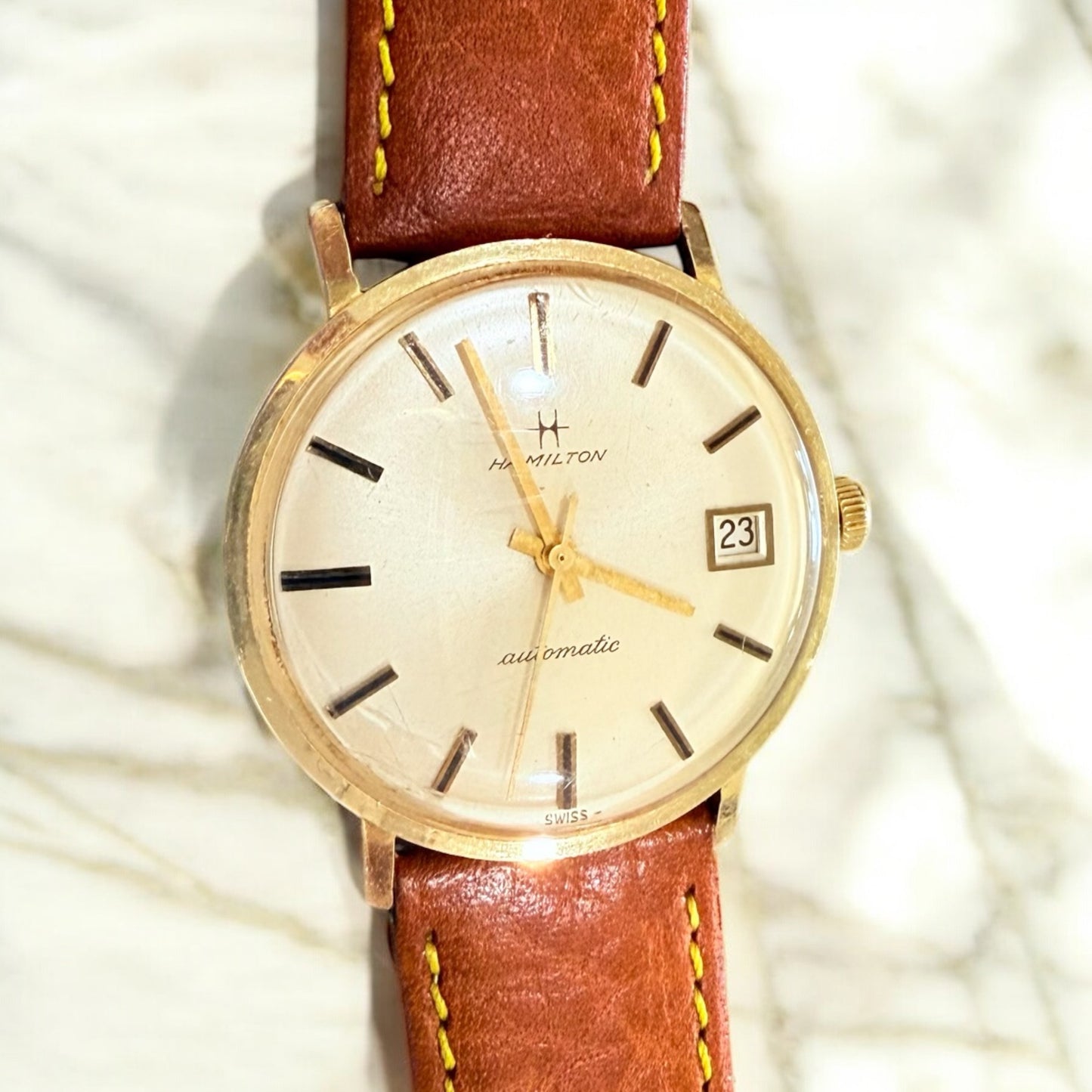 Vintage Hamilton Dateline 1681 Automatic Watch – 14K Gold Case