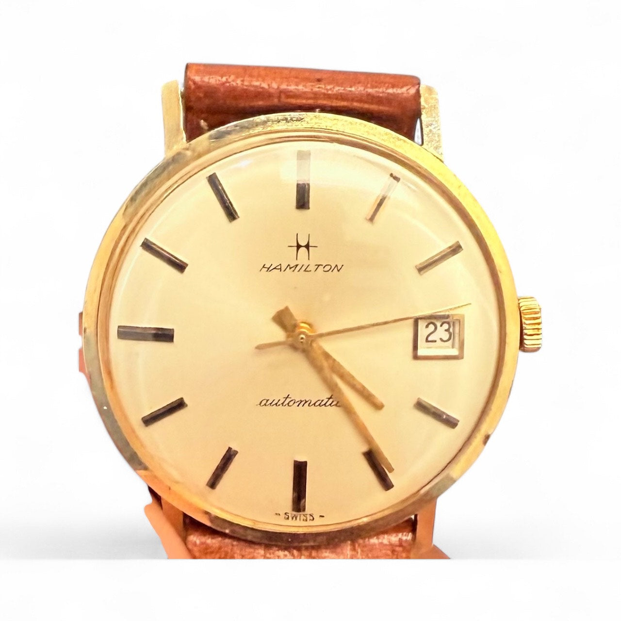 Vintage Hamilton Dateline 1681 Automatic Watch – 14K Gold Case