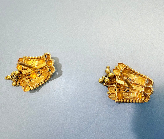 Solid 23K Gold Earrings | Traditional Handmade Gold Jewelry