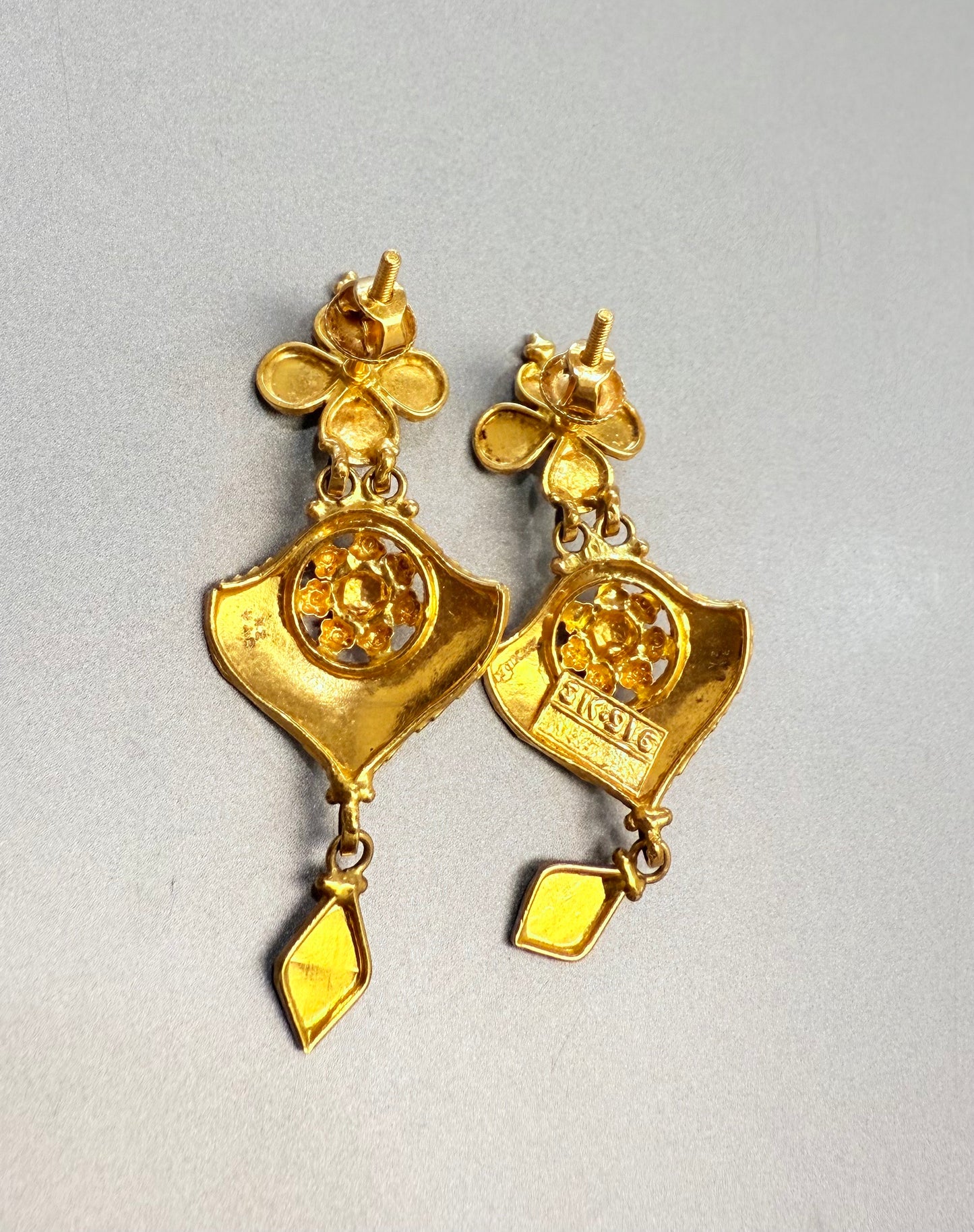 Handmade 22K Gold Earrings | 916 Stamped & Appraised | 7.4g | Bridal Jewelry