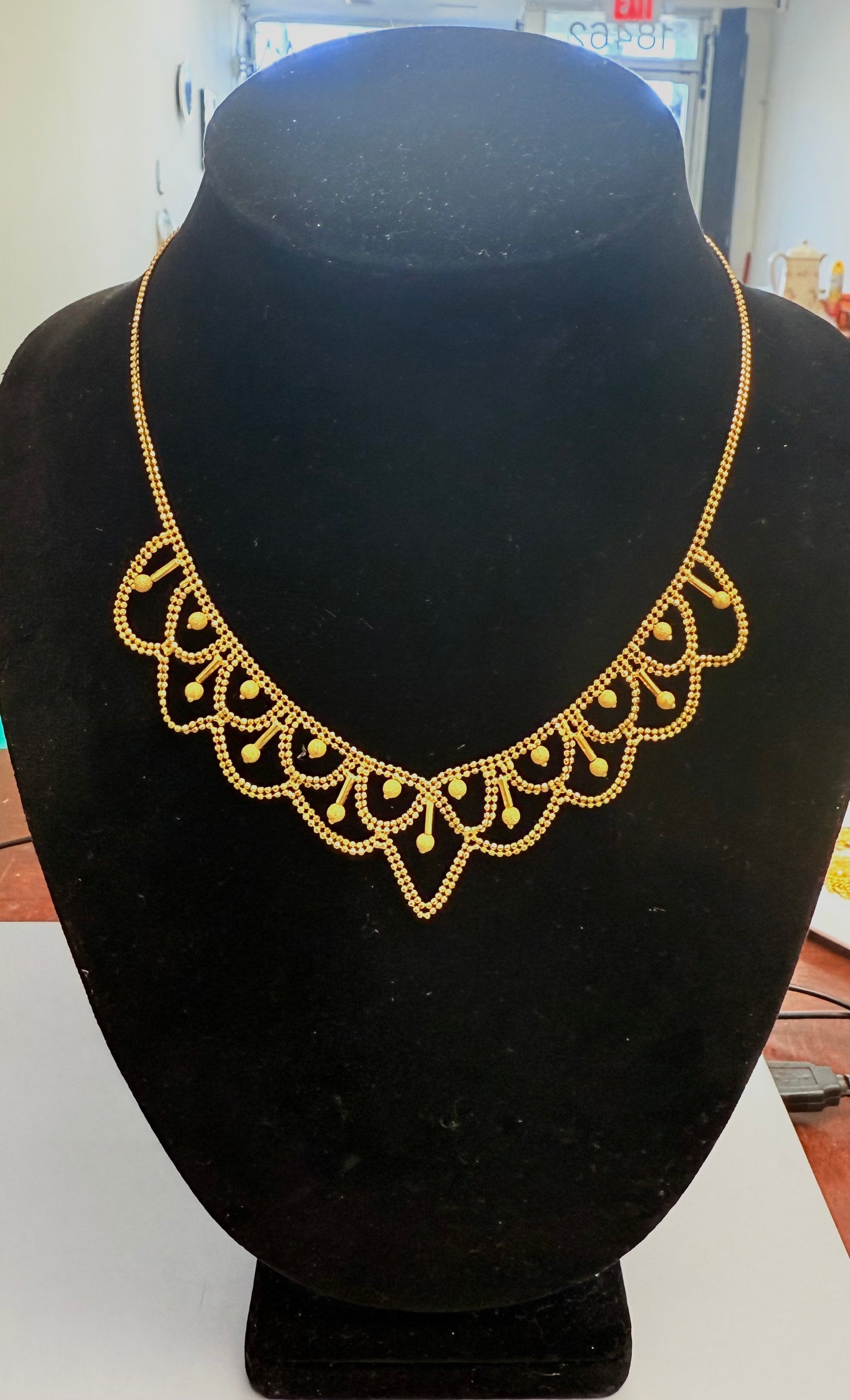 Handmade 22K Gold Necklace | 916 Solid Gold | Traditional Bridal Necklace – 15.8g