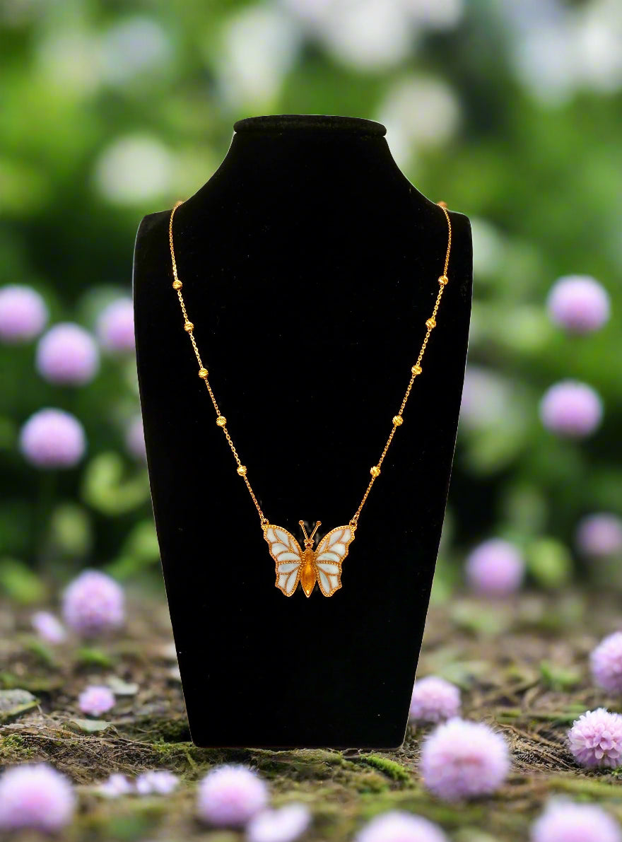 21K Gold Butterfly Necklace – 18.8"