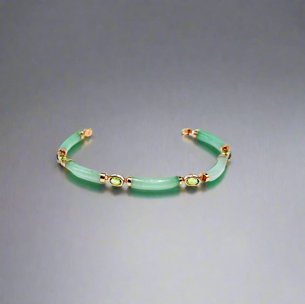 Green Jade Bracelet with 14k gold