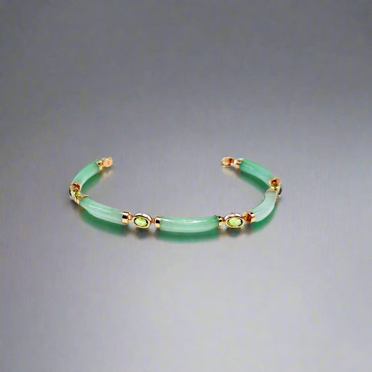 Green Jade Bracelet with 14k gold
