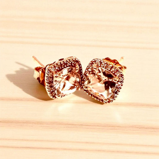 Elegant & Lightweight 14k Gold Earrings with Diamond & Morganite